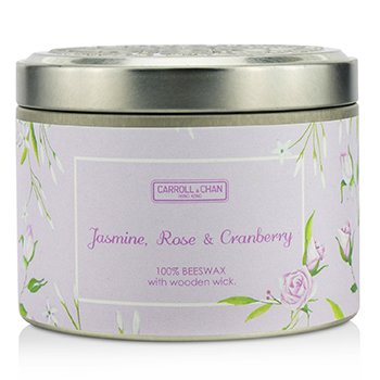 錫罐100％蜂蠟木芯蠟燭 - Jasmine, Rose & Cranberry