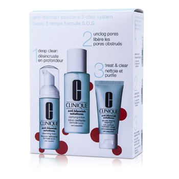 Anti-Blemish Solutions 3-Step System: Cleansing Foam + Clarifying Lotion + Clearing Treatment
