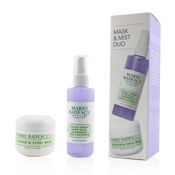 Lavender Mask & Mist Duo Set: Flower & Tonic Mask 2 oz + Facial Spray With Aloe, Chamomile And Lavender 4oz