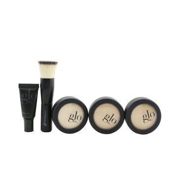 Meet Your Match 3 Step Foundation Kit (Face Primer + 2x Pressed Base + Perfecting Powder + Mini Kabuki Brush) - # Honey (Light / Medium)