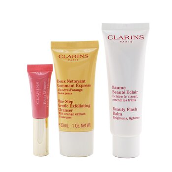 Beautiful & Radiant Set: Beauty Flash Balm 50ml+ Gentle Exfoliating Cleanser 30ml+ Lip Perfector 5ml+ Bag