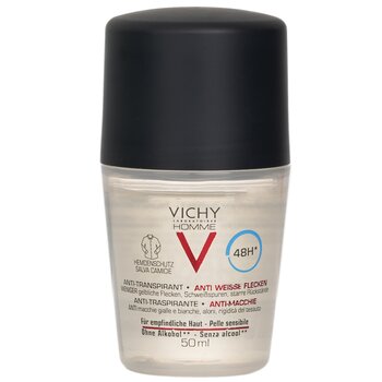 Vichy Homme 48H* Anti Perspirant & Anti-Stains (Shirt Protection) Roll-On (For Sensitive Skin)