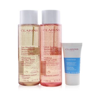 Perfect Cleansing Set (Very Dry or Sensitive Skin): Micellar Water 200ml+ Toning Lotion 200ml+ Fresh Scrub 15ml+ Bag